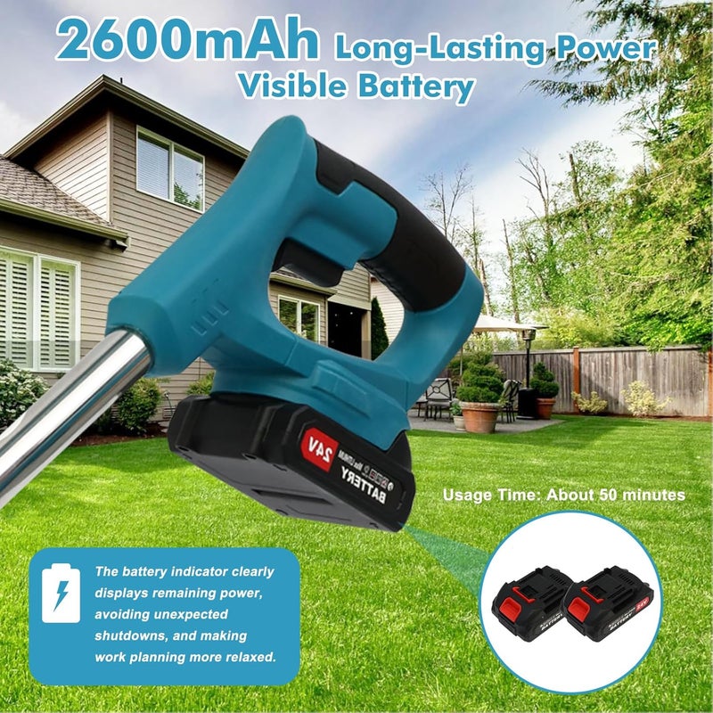 ALSO GO Grass Trimmer, 6" 3-in-1 Cordless Weed Trimmer, 21V Portable Electric Brush Cutter, with Two 2600mAh Batteries and Charger for Garden and Yard Weed Control - Image 4